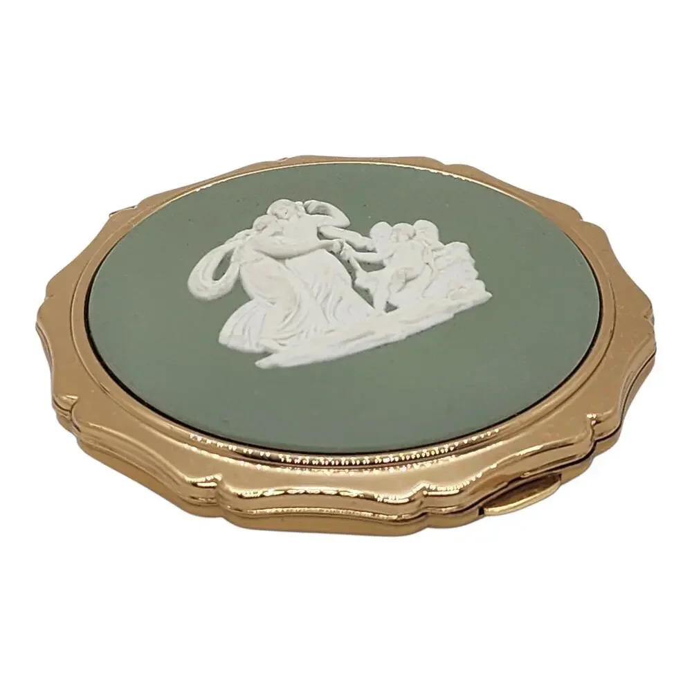 Vintage Stratton Wedgwood Jasperware Cameo Powder Compact England NEW NOS Unused